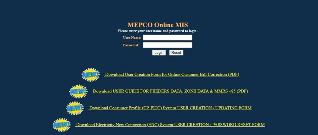 MEPCO MIS online portal